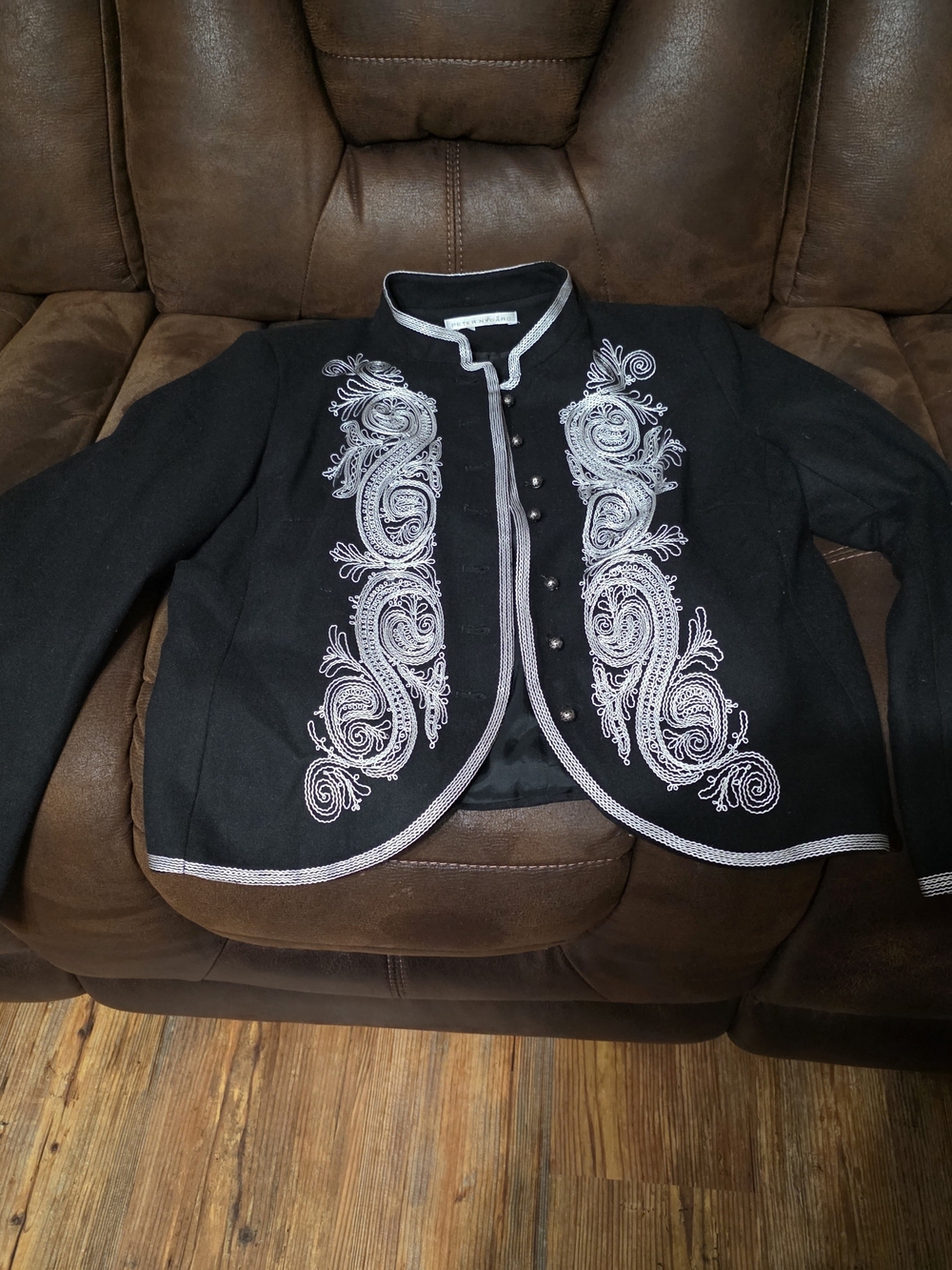Peter Nygard Black Jacket with Silver Embroidery